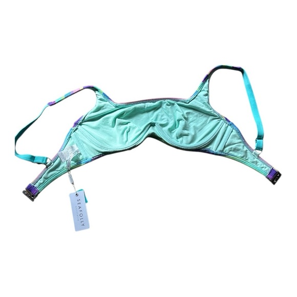 Seafolly Green and Purple Spot Bikini Top with Underwire Volleyball Size 6F - Picture 3 of 3